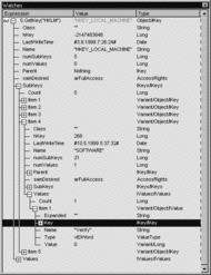 ASP windows registry editor screenshot